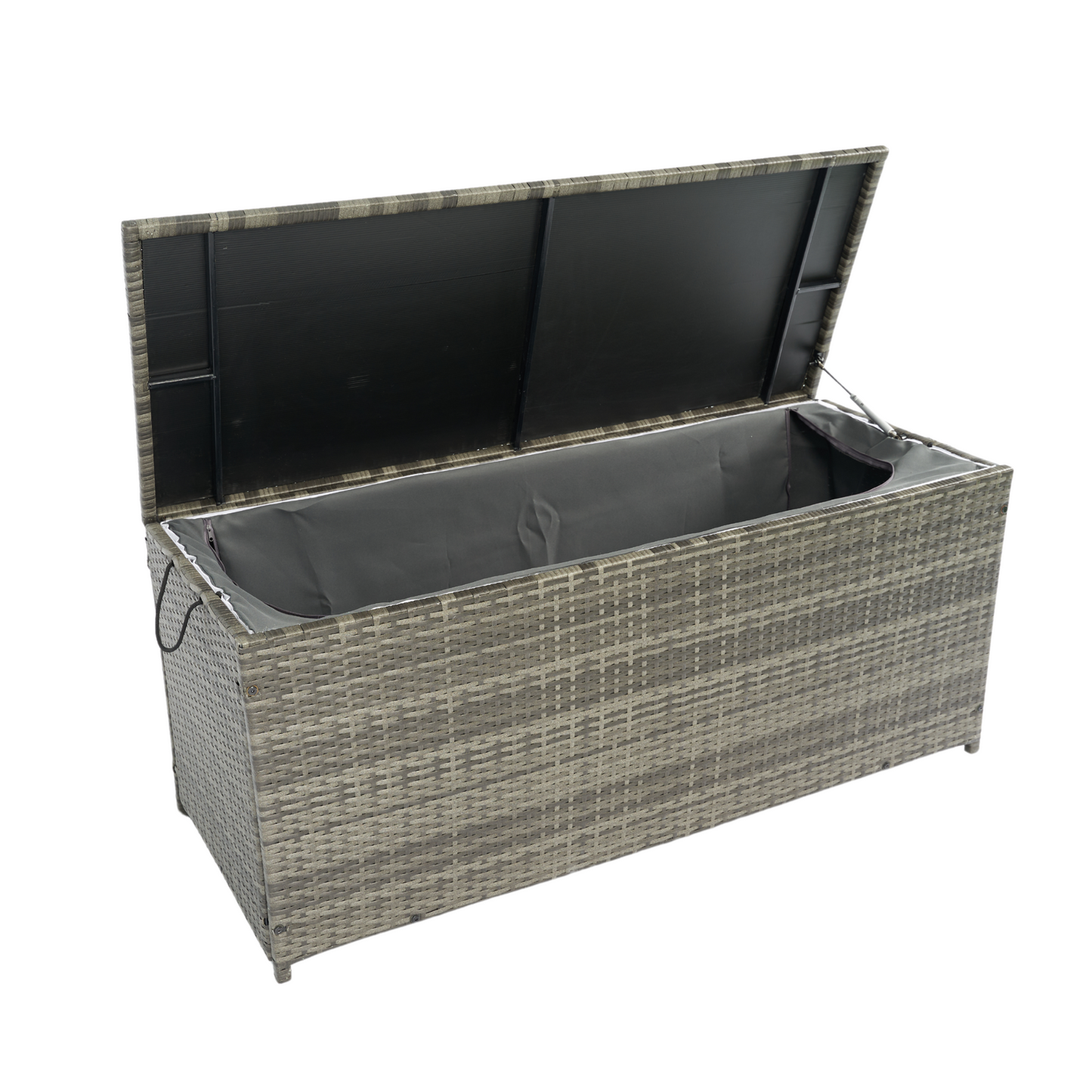 Outdoor Storage Box, 113 Gallon Wicker Patio Deck Boxes with Lid, Outdoor Cushion Storage for Kids Toys, Pillows, Towel Grey Wicker