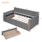 Twin Size Upholstered daybed with Drawers, Wood Slat Support, Gray - SolidRoot Buy Furniture USA