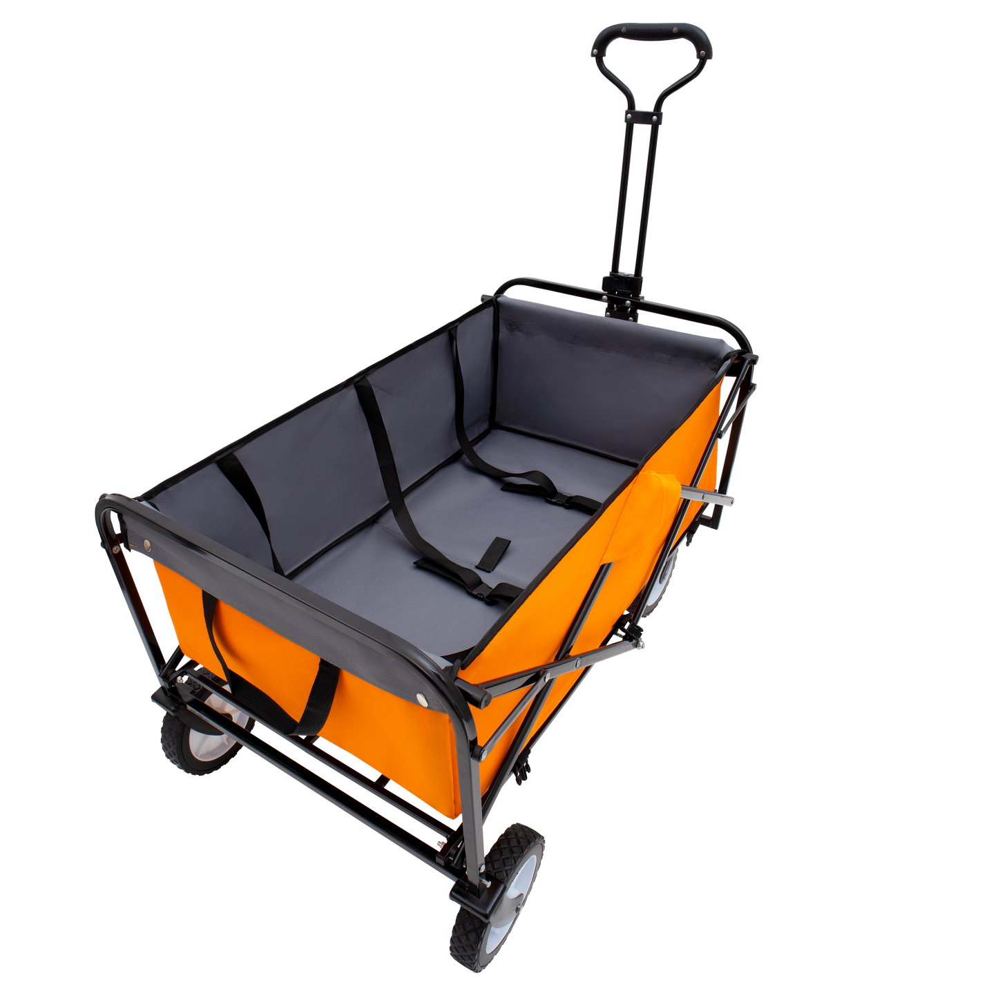 Collapsible Foldable Wagon Cart with strapping system Beach Wagon Utility Cart Utility Wagon Grocery Cart for for Camping Shopping Sports Gardeing Fishing Supports 360lbs All-Terrain Wheels orange