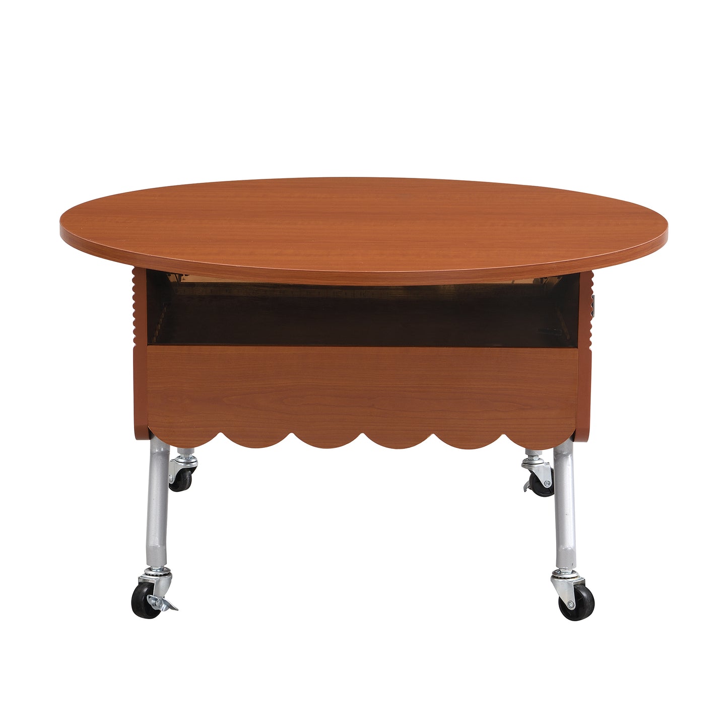 Round Lift-Top Coffee Table with Wheels, Metal Frame and Multi-Color Lighting in 27.6"