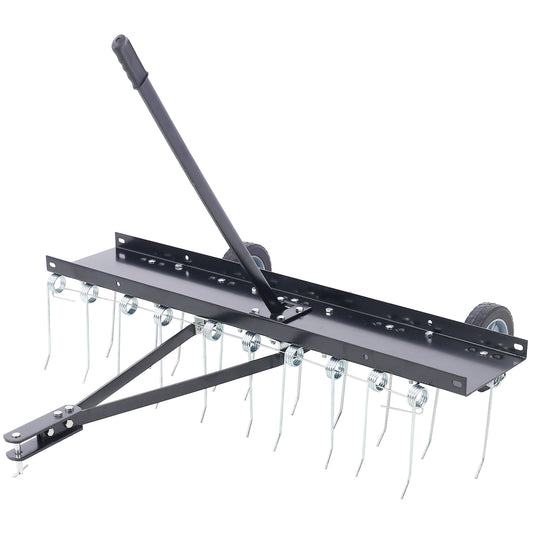 40-Inch Lawn Sweeper Tow Behind Dethatcher, Landscape Rake, Lawn Tractor Rake, Tine Tow Dethatcher Pull Behind Mower, Riding Lawn Mower Attachments for Outdoor Yard Tools Lawn Care - SolidRoot Buy Furniture USA