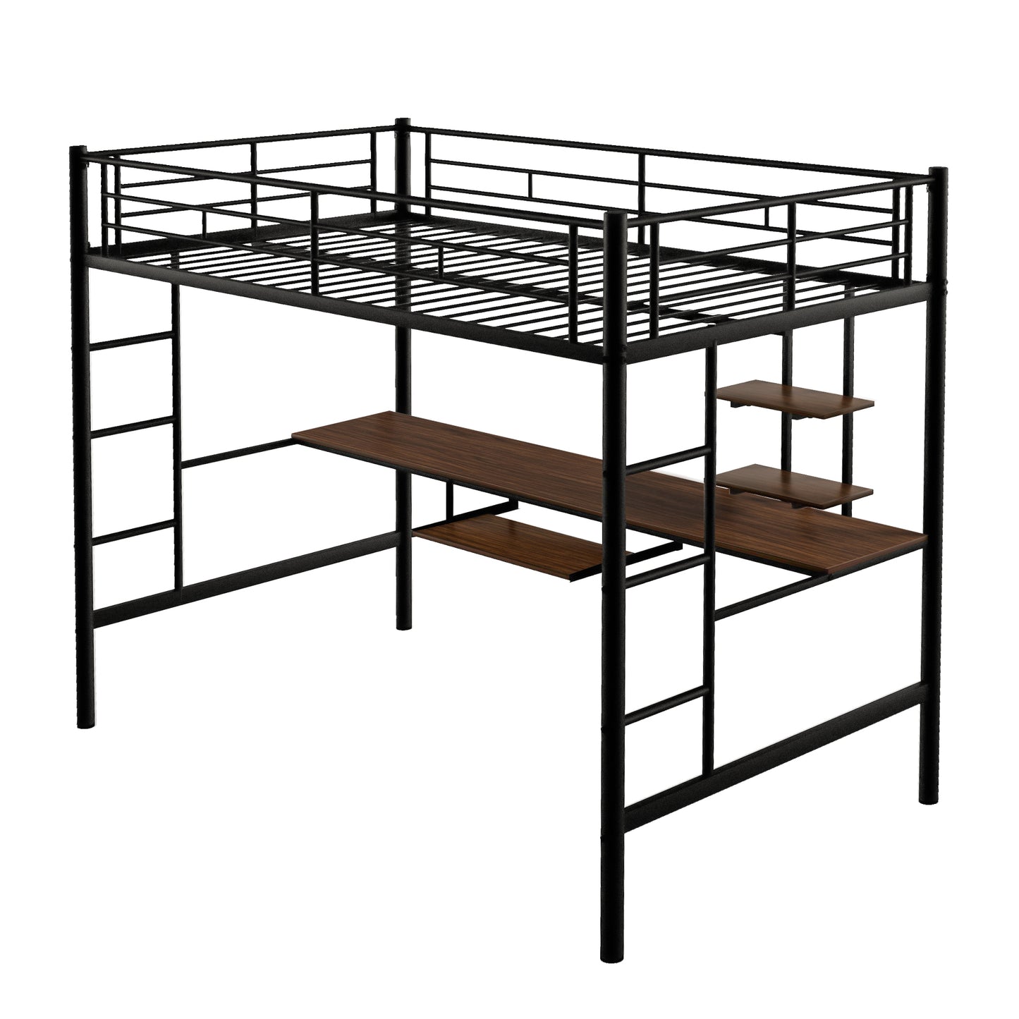 Loft Bed with Desk and Shelf , Space Saving Design,Full,Black(OLD SKU:MF199506AAB)