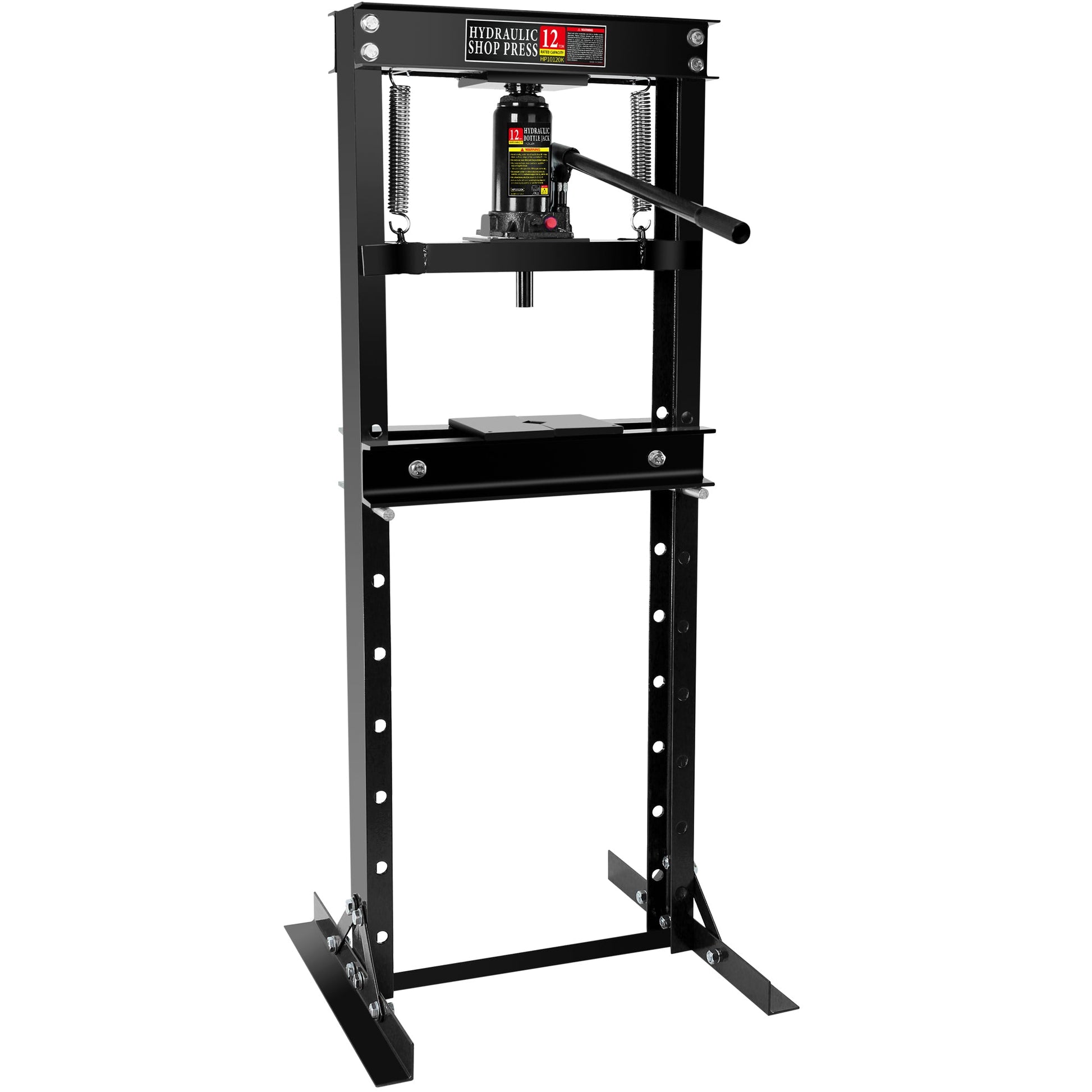Hydraulic 12 Ton H-Frame Garage Floor Adjustable Shop Press with Plates, 12T, Black SolidRoot Buy Furniture USA