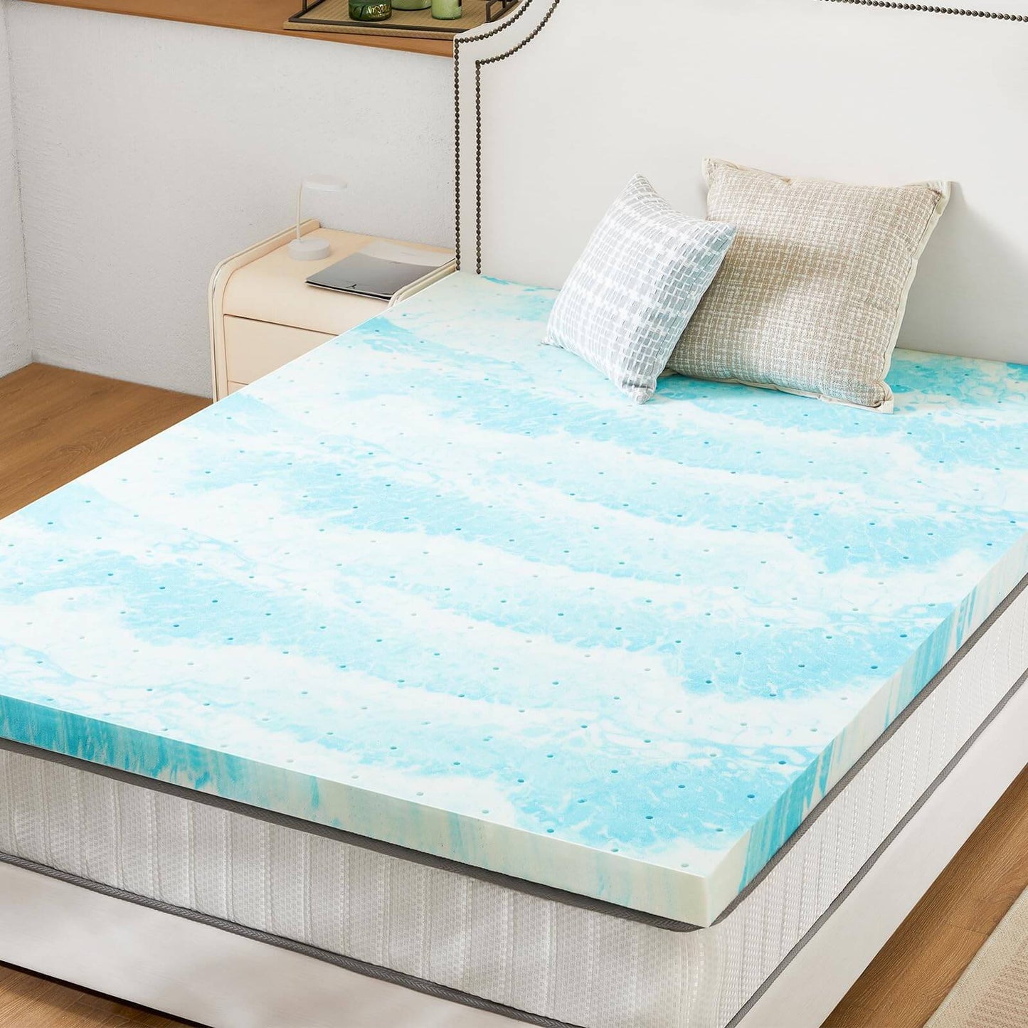 Memory Foam Cooling Gel Swirl Infused Bed Topper for Back Pain,2 Inches,Queen