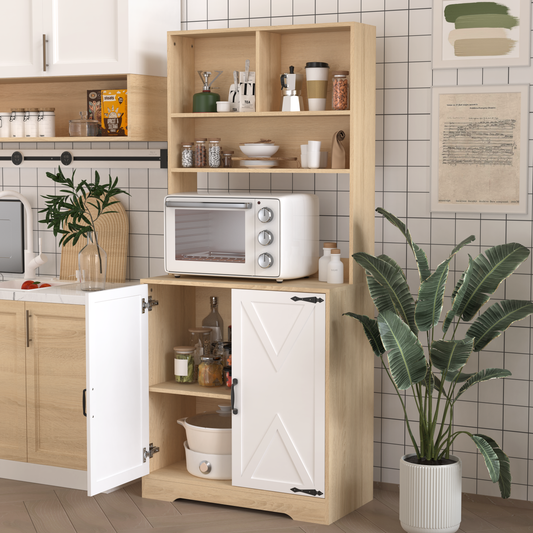 Pantry Cabinet with 2 Doors, 3-Tier Modern Kitchen Cabinet with Shelves, Freestanding Larder Cupboard, Kitchen Pantry Storage Cabinet for Kitchen, Dining Room Livingsource