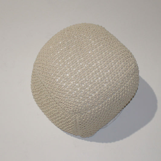 SEMI-Rounded Pouf - Cable Knitted Handmade Seating and Footrest - Beige 100% Cotton Pouf 21x21x18 Inches SolidRoot Buy Furniture USA