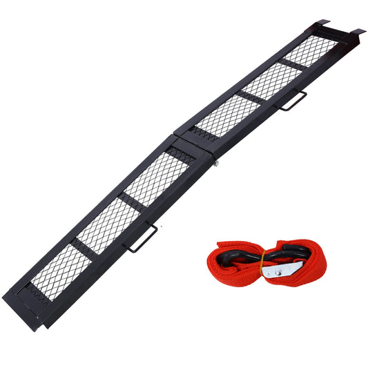 80' Steel Loading Ramp, 500LBS Capacity, Portable Motorcycle Ramp, Folding ATV Ramp for Pick up Truck, Black, Pack of 1 Livingsource
