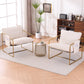 2 Chairs in 1 Box, Upholstered Hanging Armchair with Arm PocketsMetal frame, gold-plated craftsmanship, crushed foam cushions and skin-friendly woven fabric for living room and bedroom. Beige Livingsource