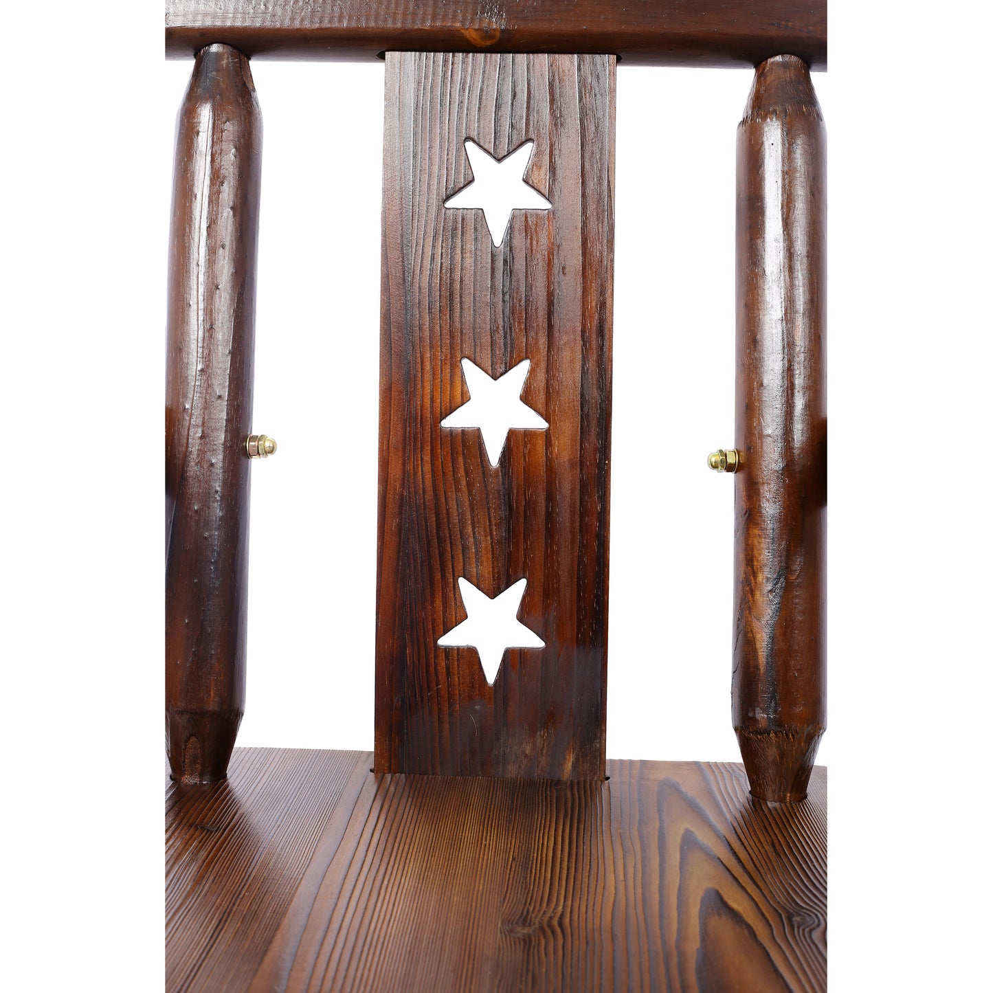 Rustic Bar Stool - Fir Wood Construction, Chair withDecorative Star Backrest, Footrest,Wide Armrest, Rustic Kitchen Stool, Tall Bistro Chair for Dining Room, Restaurant, Pub, 4-Foot,brown color