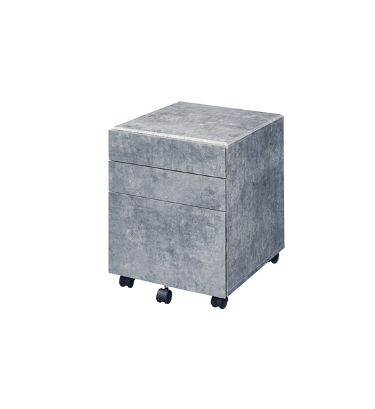 Jurgen Faux Concrete & Silver Finish File Cabinet