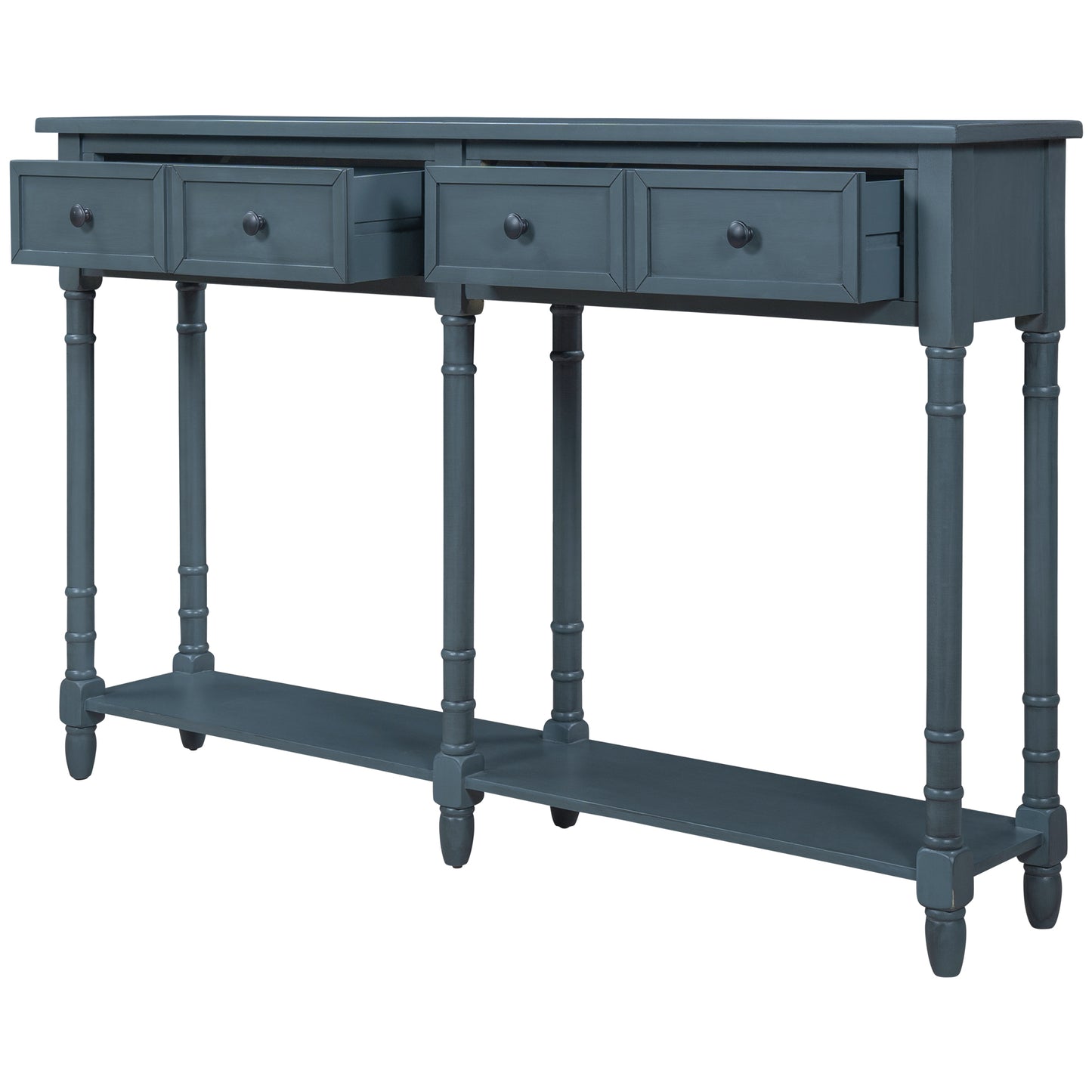 TREXM Console Table Sofa Table Easy Assembly with Two Storage Drawers and Bottom Shelf for Living Room, Entryway (Antique Navy)