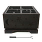 26 Inch Square Fire Pit with BBQ Grill, Outdoor Wood Burning Firepit with Poker, Large Burning Space Fireplace for Patio Garden Camping Backyard Picnic Bonfire Livingsource