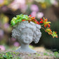 Cement Bust Wall Planter - Indoor Outdoor Home Garden Decor, 8" x 4" x 9" - SolidRoot Buy Furniture USA