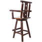 Rustic Bar Stool - Fir Wood Construction, Chair withDecorative Star Backrest, Footrest,Wide Armrest, Rustic Kitchen Stool, Tall Bistro Chair for Dining Room, Restaurant, Pub, 4-Foot,brown color Livingsource