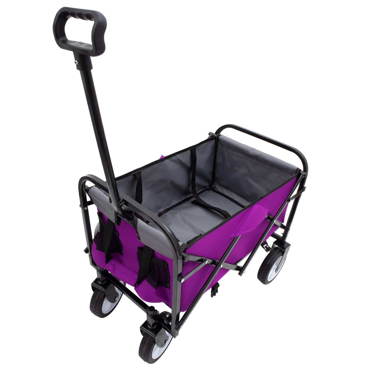 Minimeetall Strap , Collapsible Foldable Wagon Cart with strapping system Beach Wagon , Utility Cart , Utility Wagon Grocery Cart for Camping Shopping Sports Gardeing Fishing Supports 225lbs purple