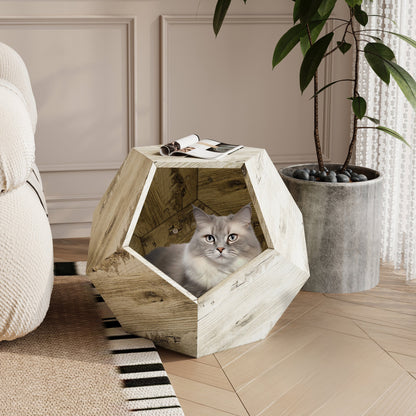 25.98'' Modern Pet Furniture Cat Carrier , Sofa Side Table, Planter MDF Multifunctional Furniture, Colored Flower Oak SolidRoot Buy Furniture USA