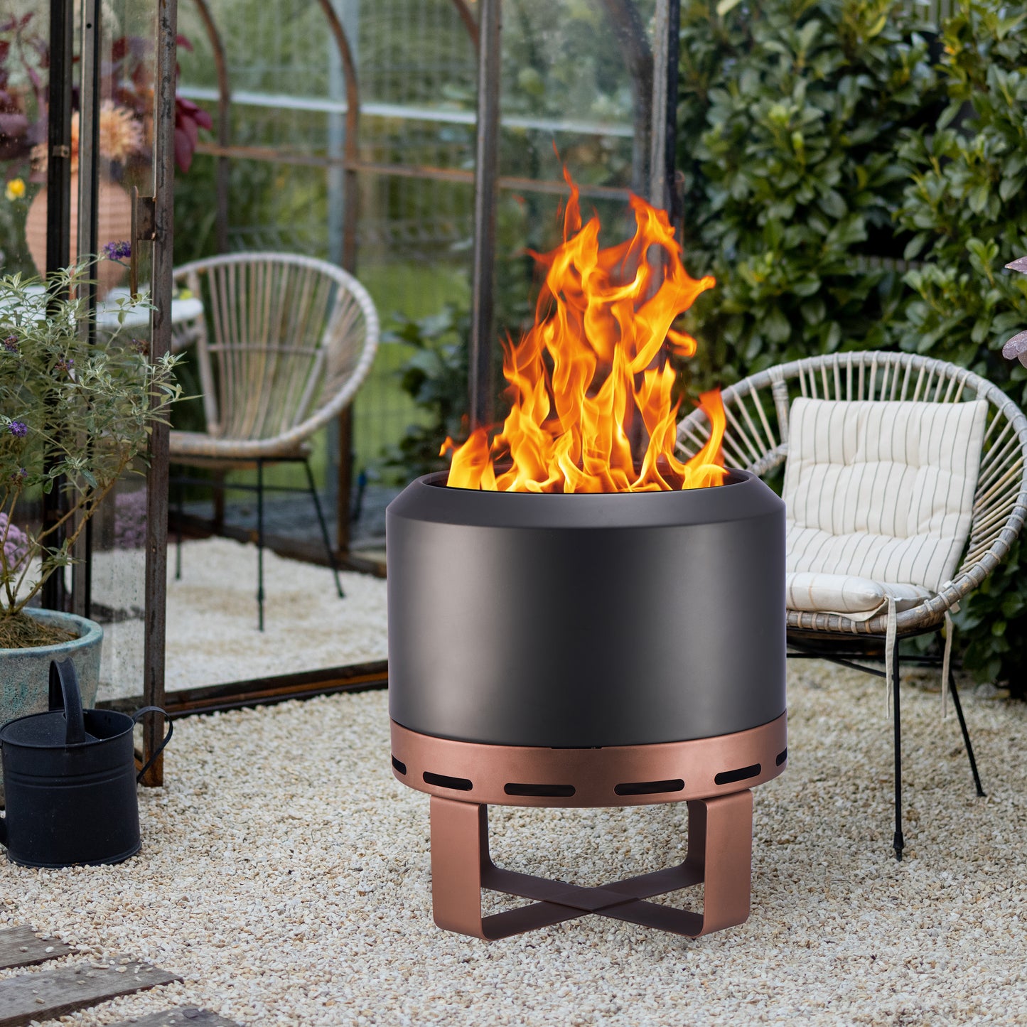 Outdoor Smokeless Fire Pit Stove 18'' for Camping Bonfire, Wood Burning Fire Place Firepit with Stand for Patio Backyard Outside