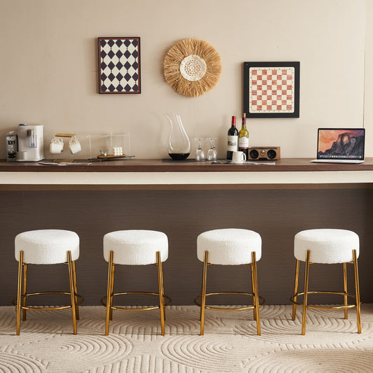 24" Tall, Round Bar Stools, Set of 2 - Contemporary upholstered dining stools for kitchens, coffee shops and bar stores - Includes sturdy hardware support legs Livingsource