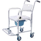 4 in 1 Bedside Commode Chair, Transport Shower Wheelchair Toilet Rolling Transport Chair with 4 Brakes Casters,Tissue Holder,Crutch Holder for Elderly Injured and Disabled Livingsource