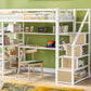 Twin Size Metal Loft bed with Staircase, Built-in Desk and Storage Shelves, White - SolidRoot Buy Furniture USA