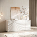 Buffet Cabinet with Storage ,4 Doors Modern Accent Storage Sideboard,Luxurious Floor Cabinet Buffet with Freestanding Anti Dumping for Kitchen, Living Room, 59' Wide Rectangular Sideboard (White)