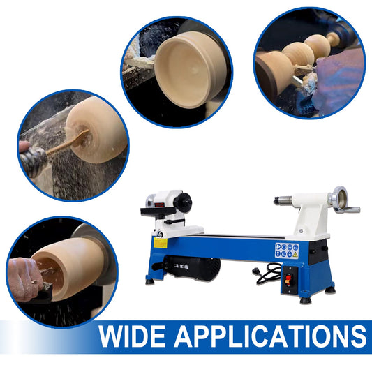 Benchtop Wood Lathe 10" x 18" Wood Lathe Machine 5 Variable Speeds 500/750/1150/1800/3200RPM Mini Wood Turning Lathe for Woodworking 1/2HP Multifunctional Power Wood Lathe Livingsource