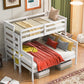 Wood Twin XL over Queen Bunk Bed with Ladder, White - SolidRoot Buy Furniture USA