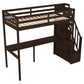 Twin Size Loft Bed with Storage Staircase and Built-in Desk, Espresso (Old SKU:GX000903AAP) - SolidRoot Buy Furniture USA