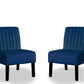 Reese Mid Century Modern Accent Chairs Set of 2 with Minimalist Design, Elegant Velvet Upholstery and Solid Wood Legs, Ideal for Living Room or Bedroom, Dark Blue Livingsource
