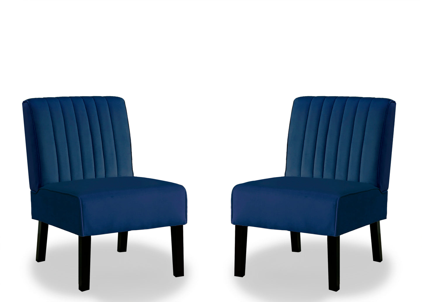 Reese Mid Century Modern Accent Chairs Set of 2 with Minimalist Design, Elegant Velvet Upholstery and Solid Wood Legs, Ideal for Living Room or Bedroom, Dark Blue