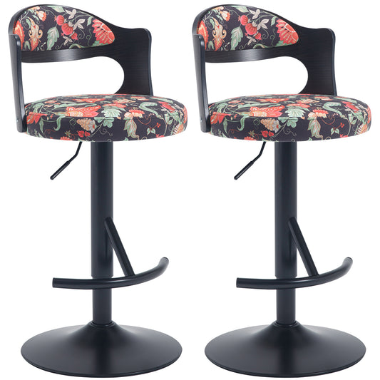 Adjustable Swivel Bar stool Solid wood backrest for Kitchen Counter and Dining Room 2pcs Black