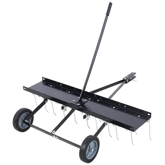 40-Inch Lawn Sweeper Tow Behind Dethatcher, Landscape Rake, Lawn Tractor Rake, Tine Tow Dethatcher Pull Behind Mower, Riding Lawn Mower Attachments for Outdoor Yard Tools Lawn Care - SolidRoot Buy Furniture USA