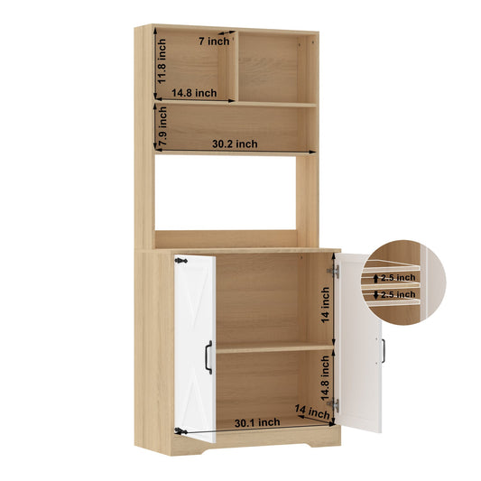 Pantry Cabinet with 2 Doors, 3-Tier Modern Kitchen Cabinet with Shelves, Freestanding Larder Cupboard, Kitchen Pantry Storage Cabinet for Kitchen, Dining Room Livingsource