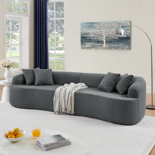 Curved Modular Sectional Sofa in Lamb's Wool Fabric, Modern Minimalist Style, Compressed (No Assembly Required), Comfy for Living Room & Bedroom - Gray SolidRoot Buy Furniture USA