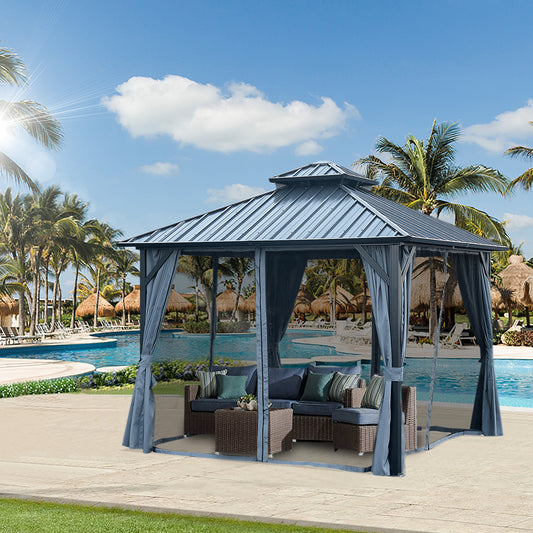 10*10FT patic gazebo,aluminum gazebo with steel canopy,Outdoor Permanent Hardtop Gazebo Canopy for Patio, Garden, Backyard SolidRoot Buy Furniture USA