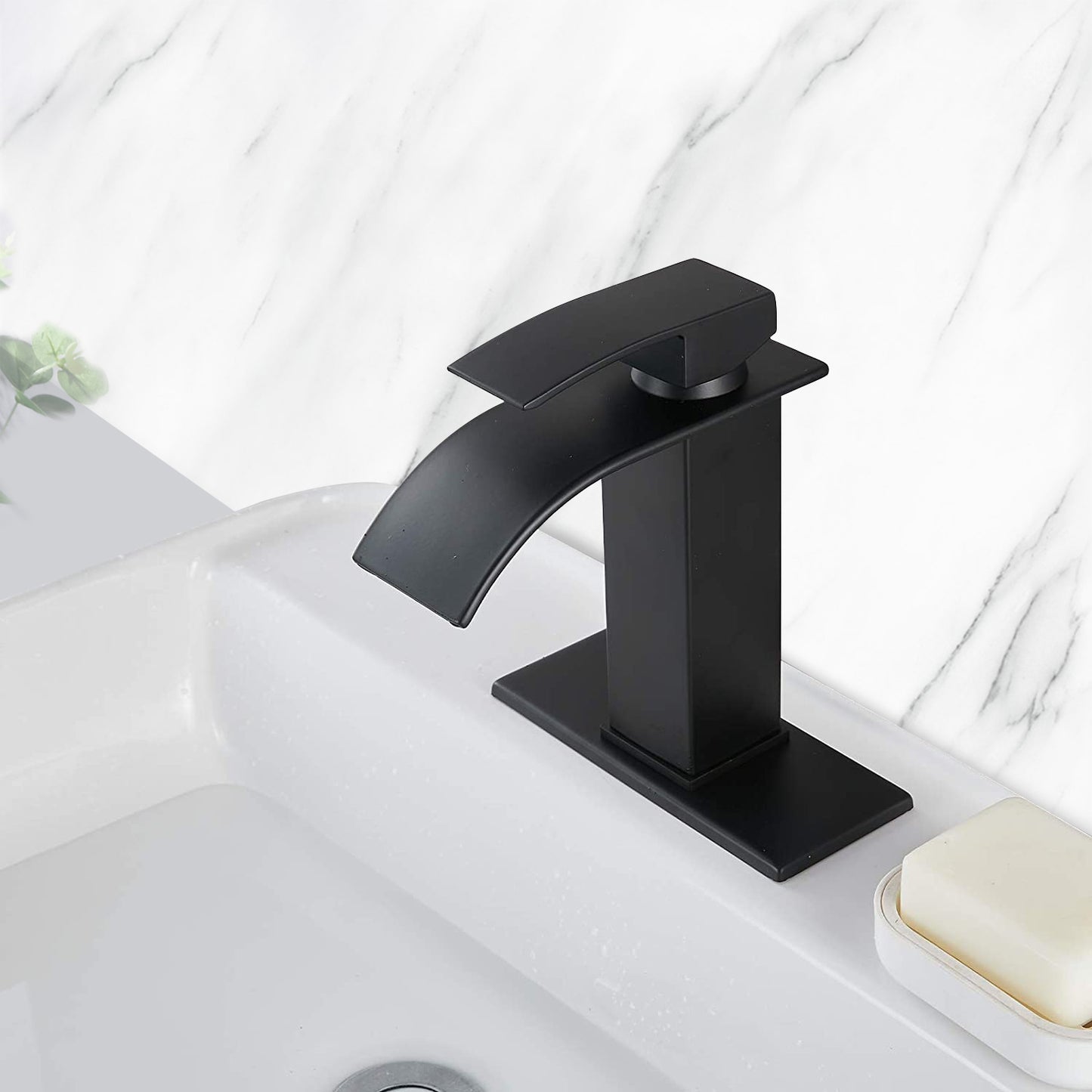 Waterfall Spout Bathroom Faucet,Single Handle Bathroom Vanity Sink Faucet