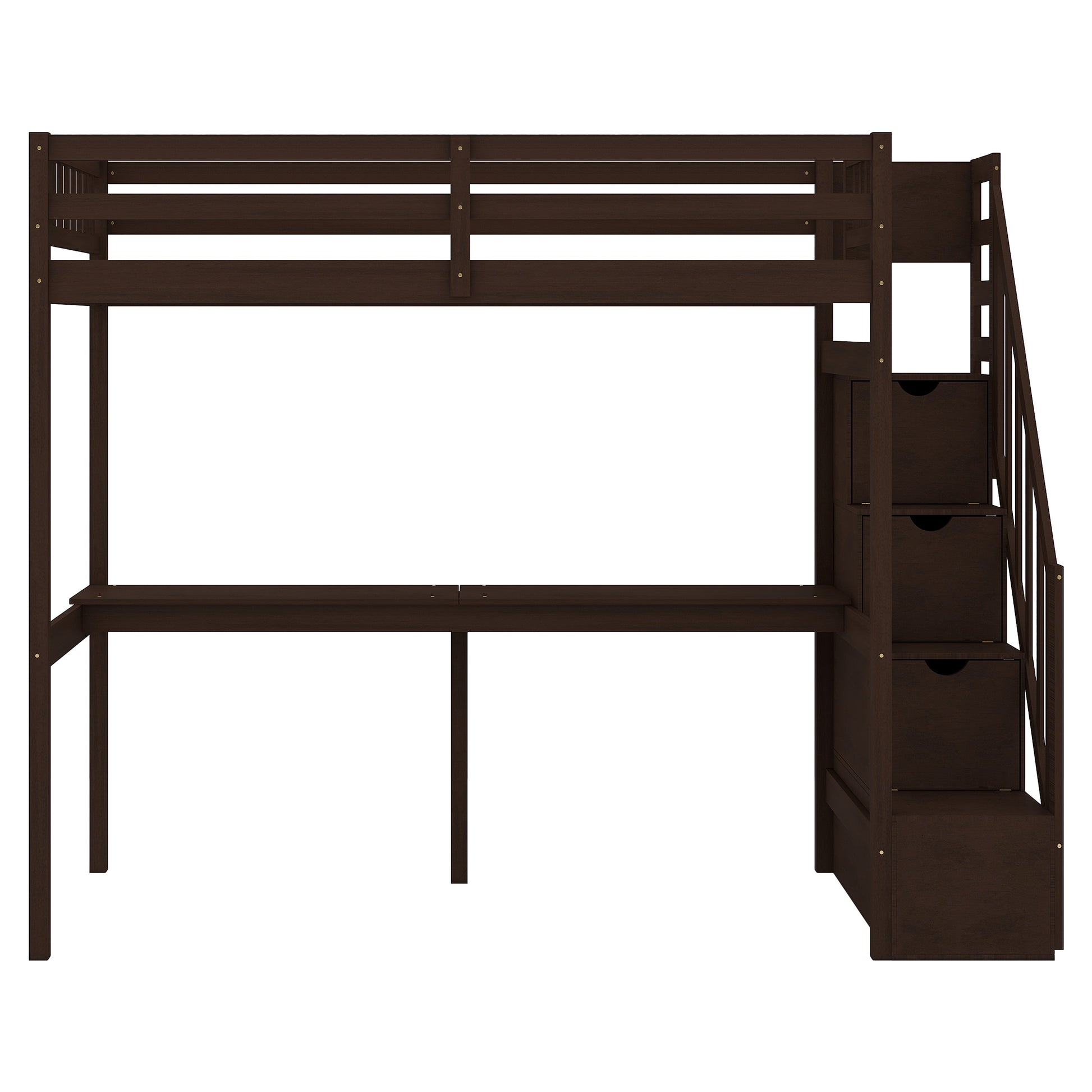 Twin Size Loft Bed with Storage Staircase and Built-in Desk, Espresso (Old SKU:GX000903AAP) - SolidRoot Buy Furniture USA