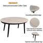 2PC Outdoor Aluminum Patio Furniture, Modern Loveseat Sofa Conversation/Chat Set, Sunbrella Cushions and Oval Coffee Table with White Carrara Marble-Look Sintered Stone Top, Ember Black Livingsource