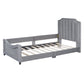 Twin Size Upholstered Daybed with Classic Stripe Shaped  Headboard, Gray - SolidRoot Buy Furniture USA