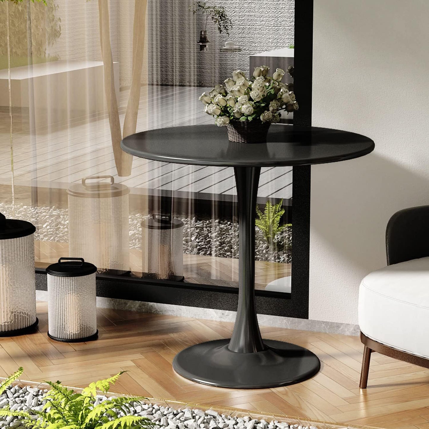 Modern Round Dining Table, ∅31.5'' Kitchen Dining Room Furniture, Coffee Table, Leisure Table, Living Room Table, Black, Christmas Gifts, Christmas Selections