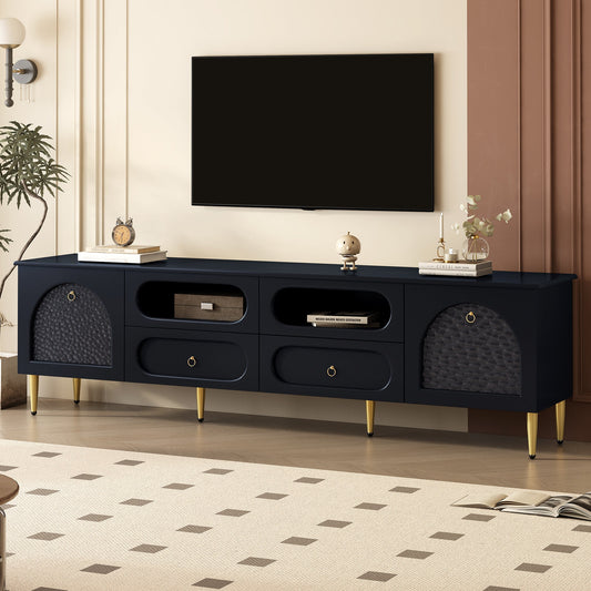 U-Can 78.8'' Retro TV Stand, Entertainment Center Media Console Cabinet with Six Metal Legs, 2 Cabinets, 4 Drawers and Anti-tip Device For Living room, Up to 85'' SolidRoot Buy Furniture USA