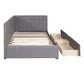 Upholstered Daybed with 2 Storage Drawers Twin Size Sofa Bed Frame No Box Spring Needed, Linen Fabric (Gray) - SolidRoot Buy Furniture USA