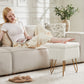 Vanity Stool Chair with Storage, Ottoman Faux Fur Soft Padded Makeup Footstools Seat with 4 Metal Legs Anti-Slip Adjustable Feet Modern,white - SolidRoot Buy Furniture USA