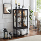 Curio Cabinet Lighted Curio Display Cabinet with Open Storage Space,Solid Wood Legs and adjustable Shelves, Acrylic Mirrored Back Panel, Tempered Glass Doors,3 Tier and one open space(E26 light bulb n Livingsource