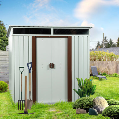 6ft x 5ft Outdoor Metal Storage Shed White SolidRoot Buy Furniture USA