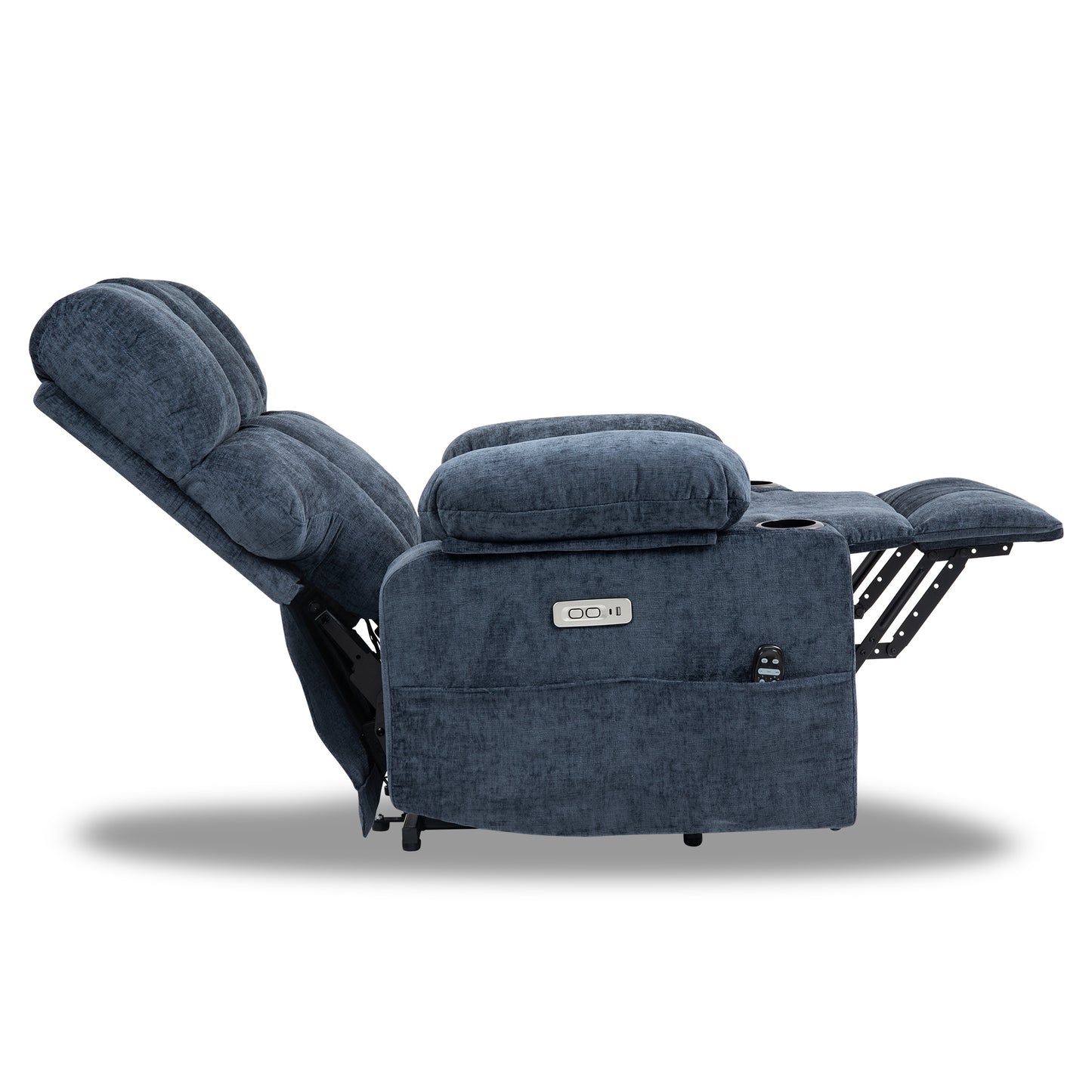 [Video provided] Large Power Lift Recliner Chair Sofa with Massage and Heat for Big and Tall Elderly People,  8-Point Vibration Massage and Lumbar Heating, Two Cup Holders and USB Charge Port, Blue