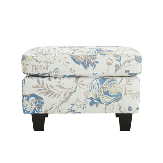 Springfield Upholstered Ottoman, Beige&Blue Livingsource