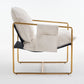 2 Chairs in 1 Box, Upholstered Hanging Armchair with Arm PocketsMetal frame, gold-plated craftsmanship, crushed foam cushions and skin-friendly woven fabric for living room and bedroom. Beige Livingsource