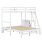Twin over Full Bunk Bed with Built-in Desk and Three Drawers,White - SolidRoot Buy Furniture USA
