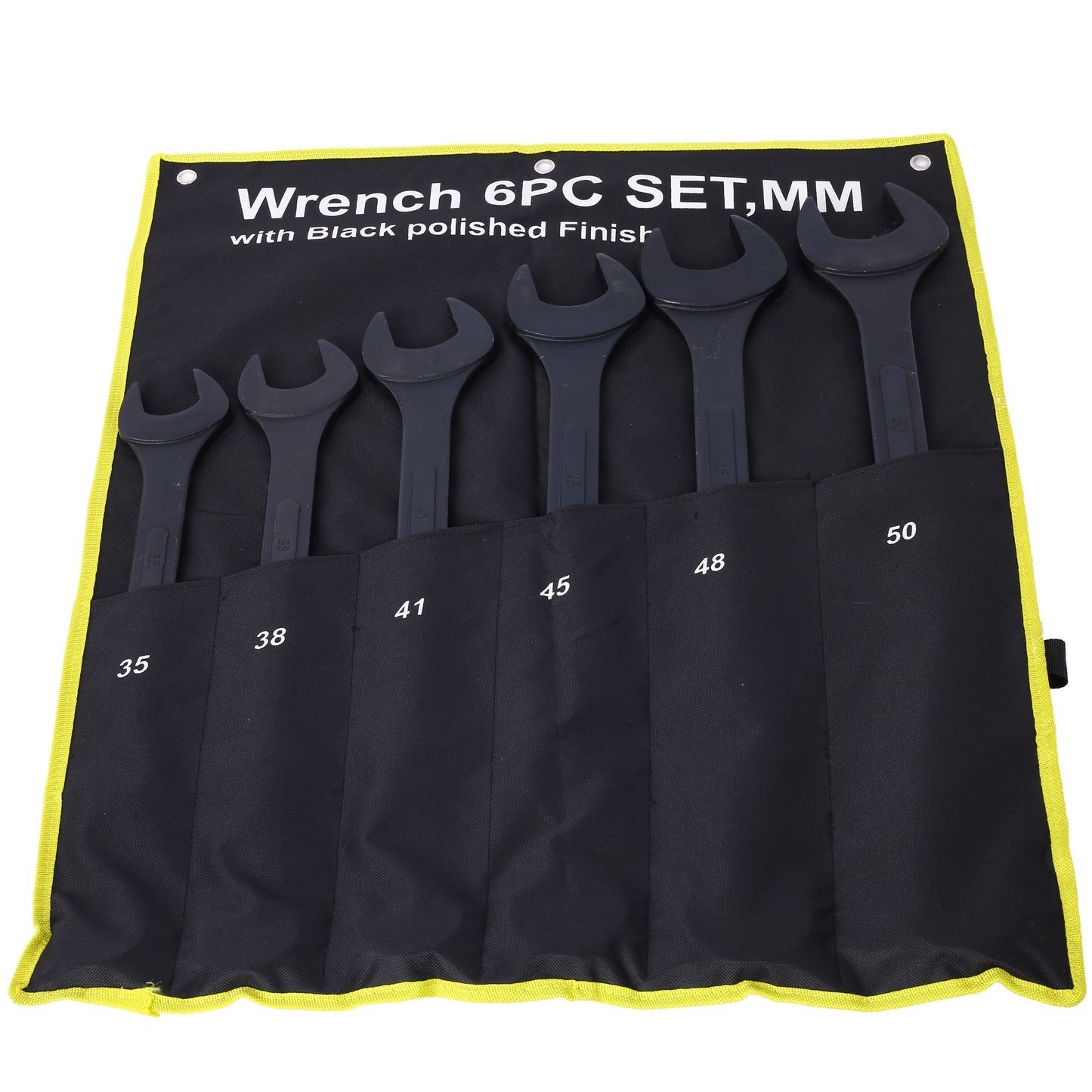 Jumbo Combination Wrench Set extra large, Metric, 6-piece, 35mm to 50mm,Black Oxide, with Pouch